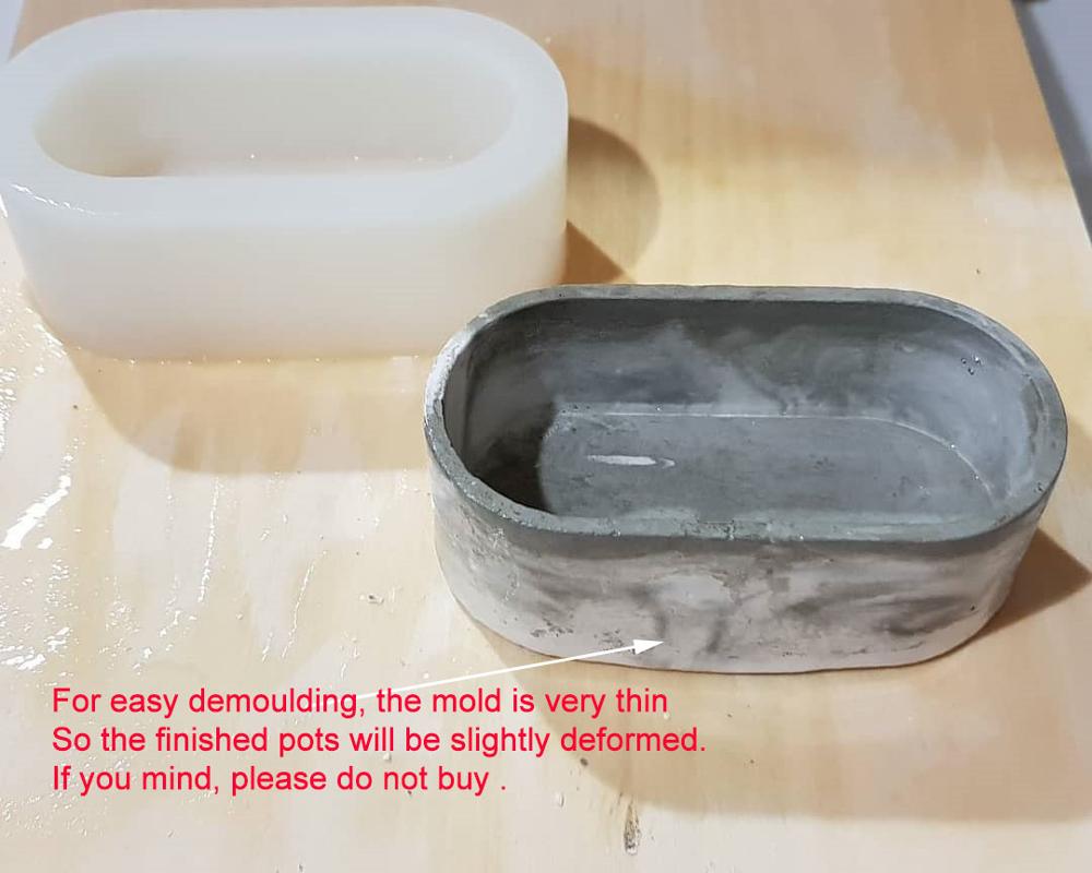 Moldes ovalados para macetas, moldes de silicona para jarrones, bandeja de cemento para joyas y macetas, molde Base para macetas: Small