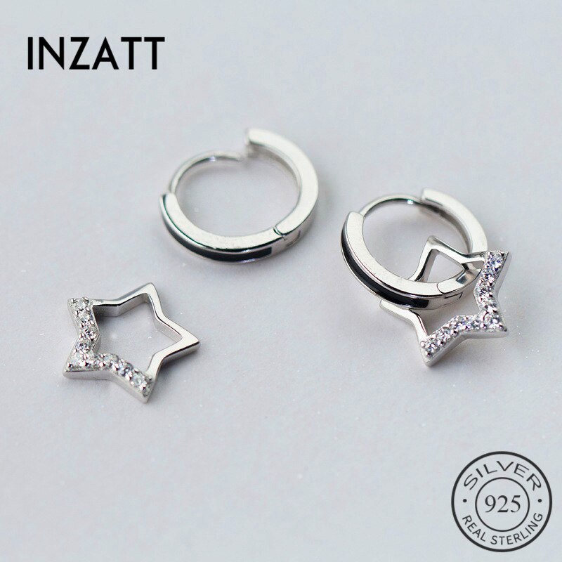 INZATT Echt 925 Sterling Silber Nette Zirkon Stern Band Ohrringe Für Frauen Jubiläum Party Romantische Edlen Schmuck Zubehör