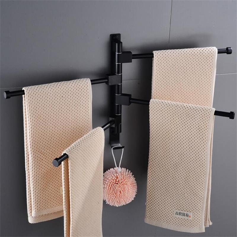 Badkamer Handdoekenrek Draaibare Handdoekhouder Wall Mounted Aluminium Handdoek Hanger Keuken Plank Badkamer Accessoires
