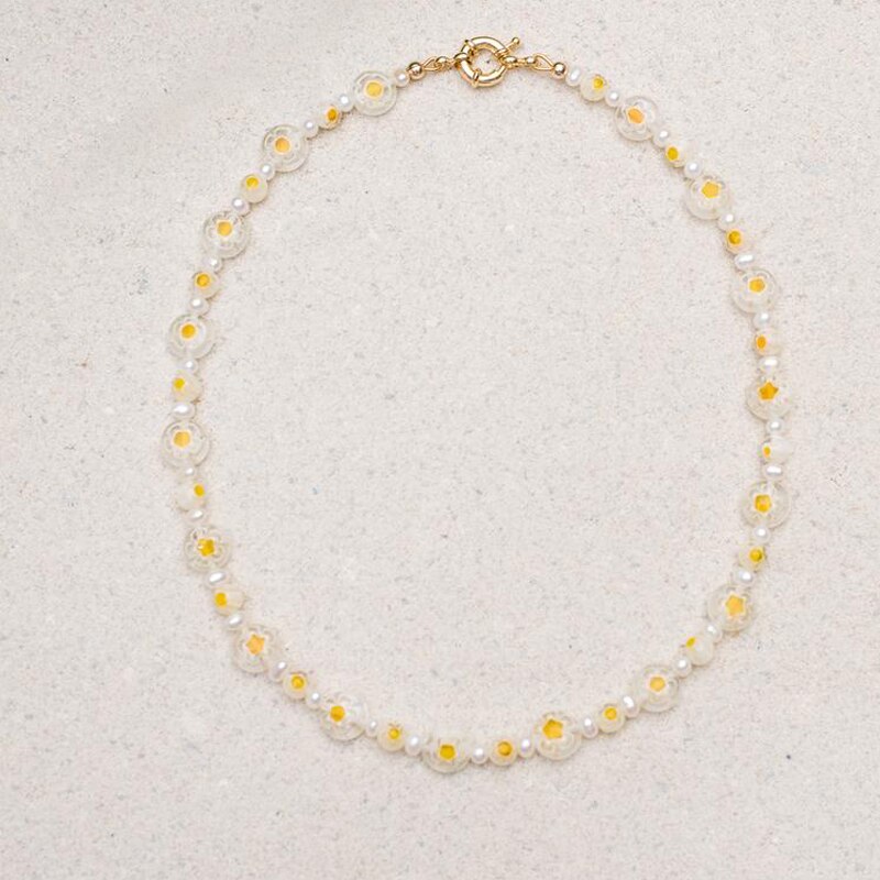 Bohemian flower beads necklace handmade women beaded choker korean 26 Alphabet Initial letters jewelry summer Collar
