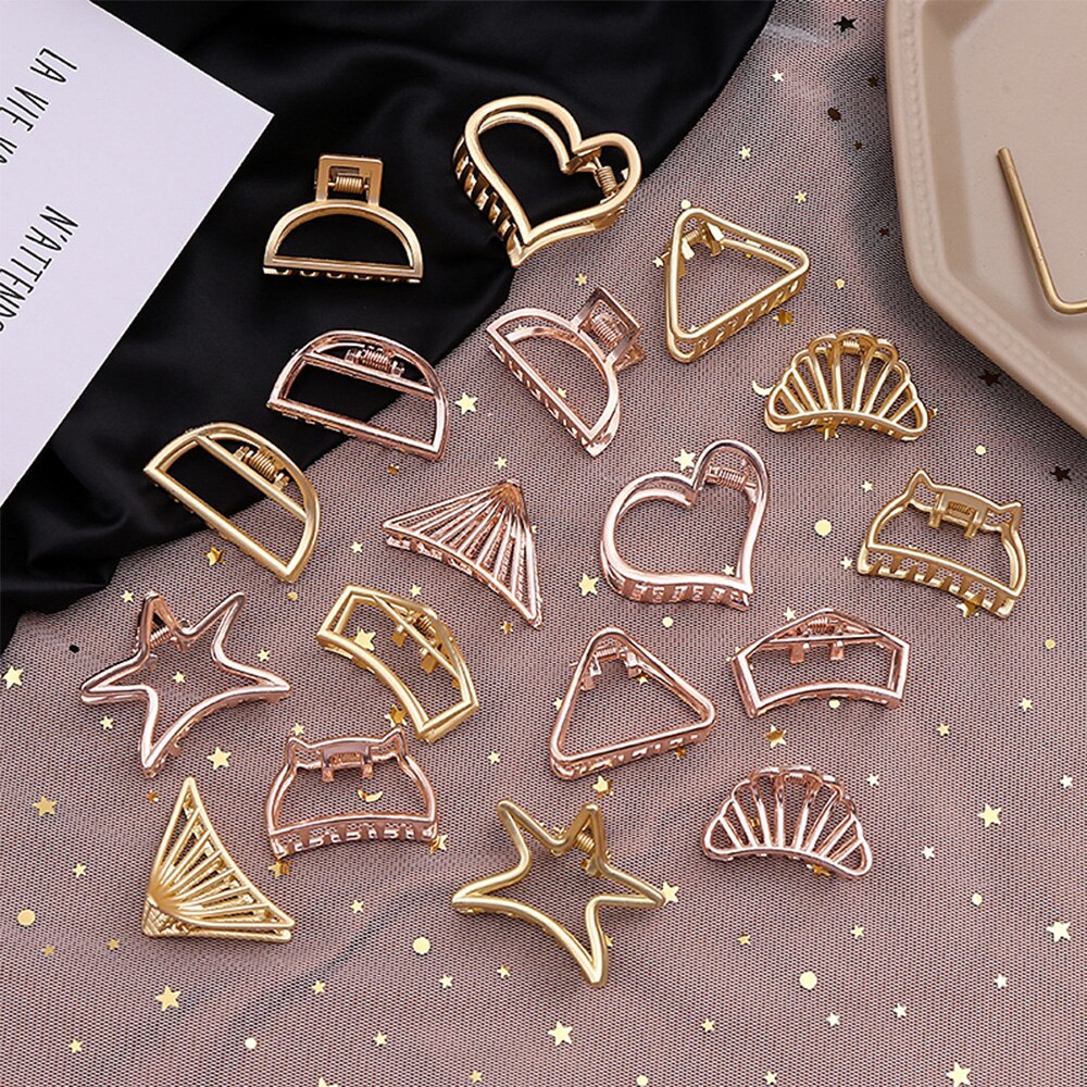 9Styles 2Colors Geometric Hair Claw For Women Girl Clamps Hair Crab Metal Gold Hair Clip Claw Accessories Hairpins Ornament