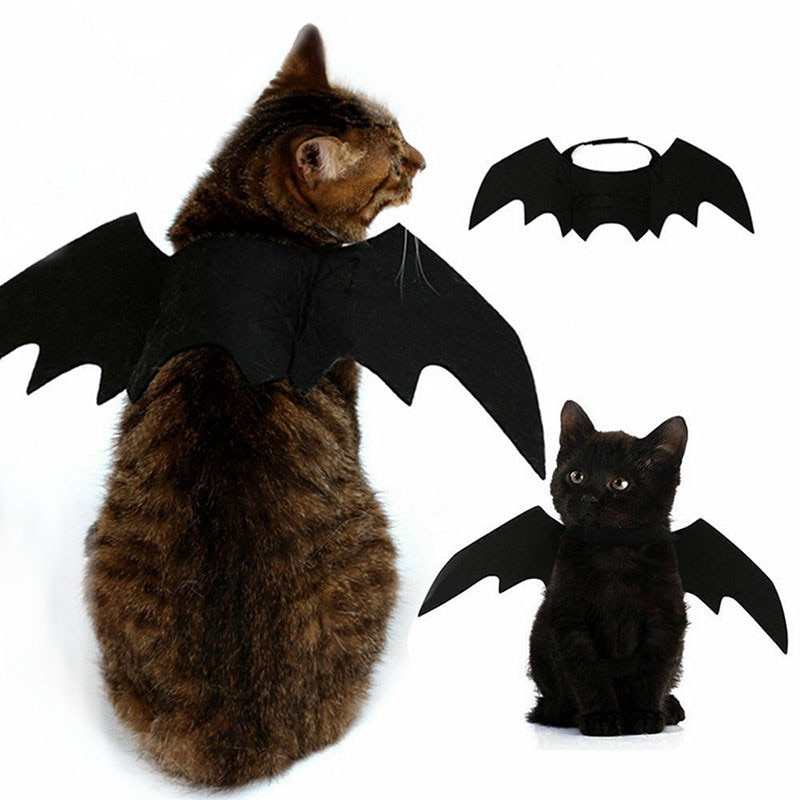 Disfraz de Halloween para gato negro, alas de murciélago, Cosplay, Disfraces para mascotas para gatos, perros y gatos pequeños, accesorios para vestir