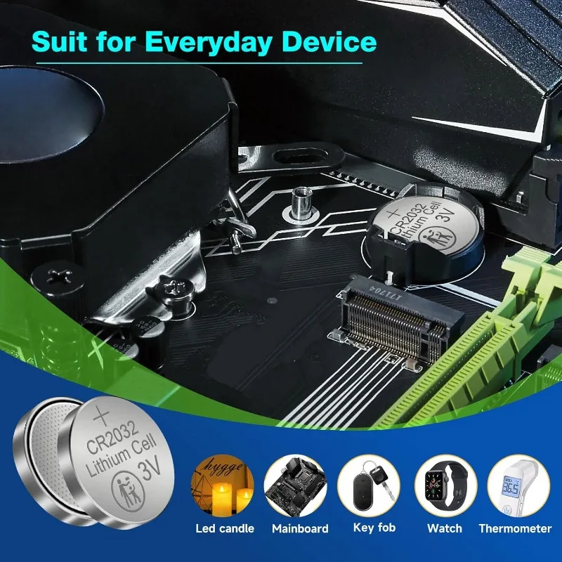 Bateria de célula tipo moeda de lítio cr2032 de 10-100 peças-bateria de botão de 3v para eletrônicos, remotos, balanças, dispositivos médicos (sem halógenos)