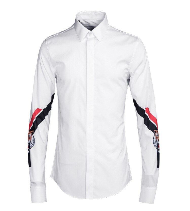 Luxery Drucken Harz Tiger Kopf Kleber beiläufige Männer Hemden Herbst Einreiher baumwolle Plus größe M-4XL HEIßER!