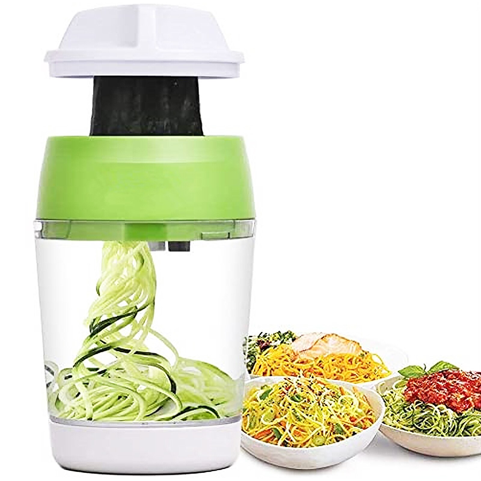 4 in 1 Vegetable Slicer Kitchen Mandolin Container Adjustable Handheld Vegetable Spiralizer Spiral Cutter Spaghetti Maker