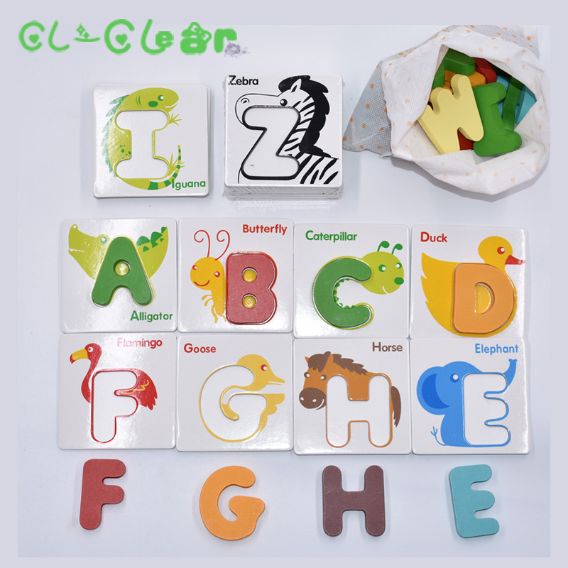Cognitieve Brief Puzzel Baby Speelgoed Houten 3d Metalen Puzzel Educatief Herkennen 26 Letters Kleurrijke Kaart Te Helpen Baby Studie