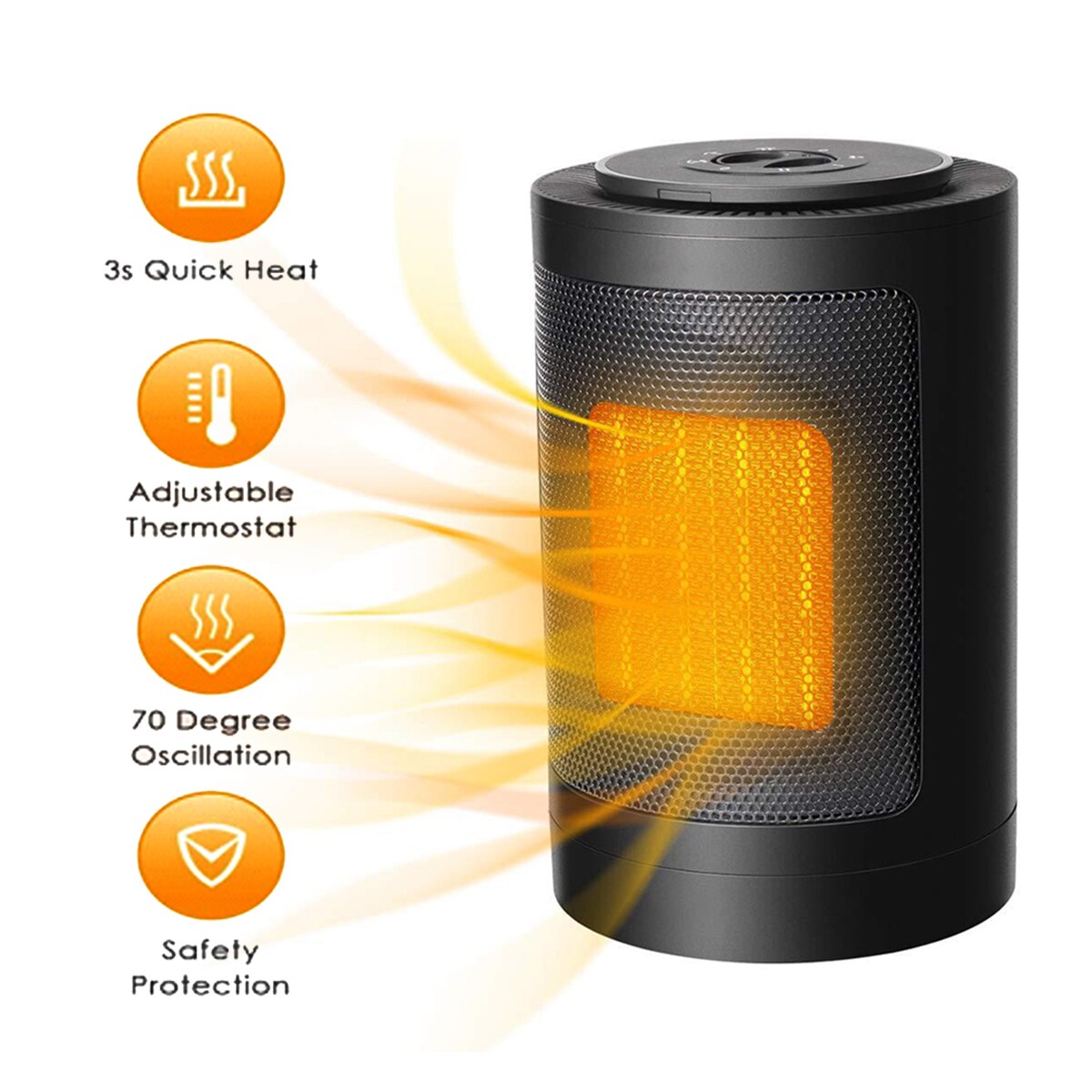 1Pcs Mini Space Heater Personal Heating Fan Overheat Protection Fireplaces Adjustable Thermostat Office Desktop Family Device