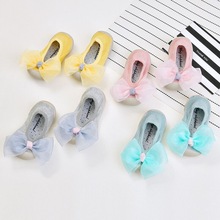 Bow Baby Rubber-Soled Toddler Shoes Newborn Cotton Non-slip Lace Floral Soft Bottom Floor Socks Children Toddler Shoes