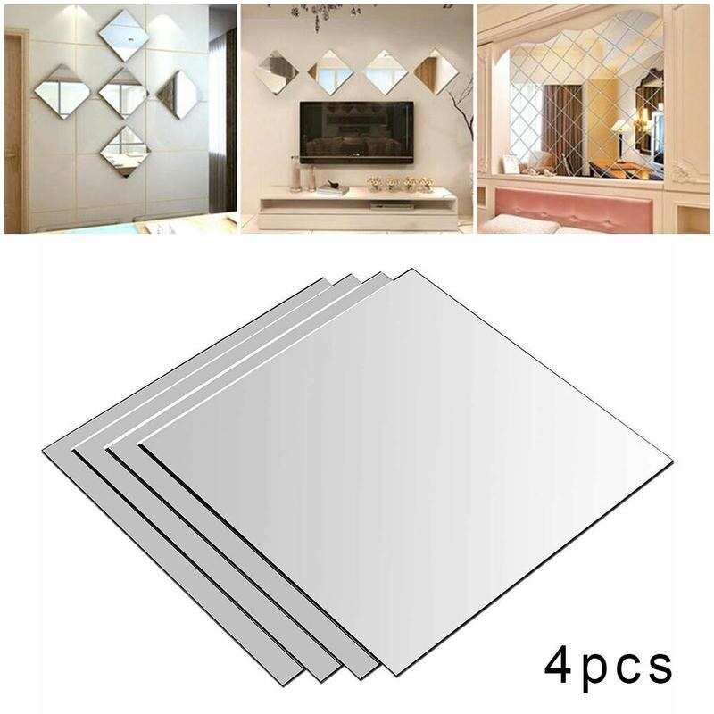 4 stk 30cm dekorative selvklæbende 3d spejl fliser vægklistermærker mosaik akryl spejl klistret sovesal gør-det-selv boligindretning klistermærker