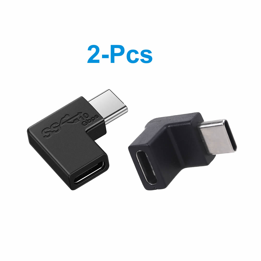 2szt. 10Gbps 90 stopni USB typu C męski na żeński konwerter USB C Adapter do telefonu komórkowego do laptopa Macbook Przenośne złącze: Black