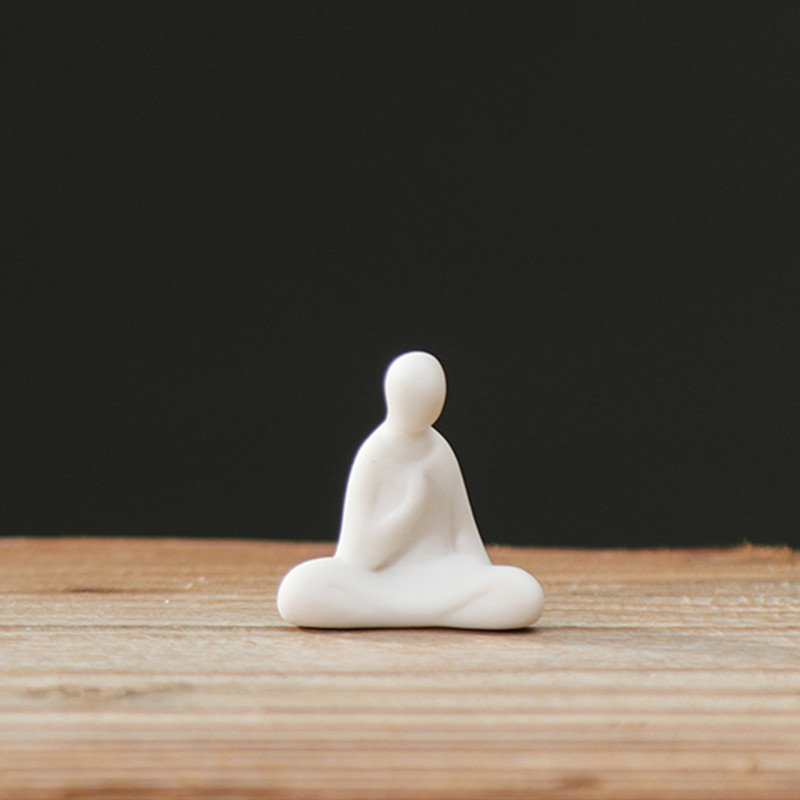 Chinesisch Weiß Porzellan Tee Haustier Mini Fingerspitze Buddha Mönch Statue Ornamente handgefertigt Keramik Kunsthandwerk Heimat Tee einstellen Dekoration: F -- 3x3cm