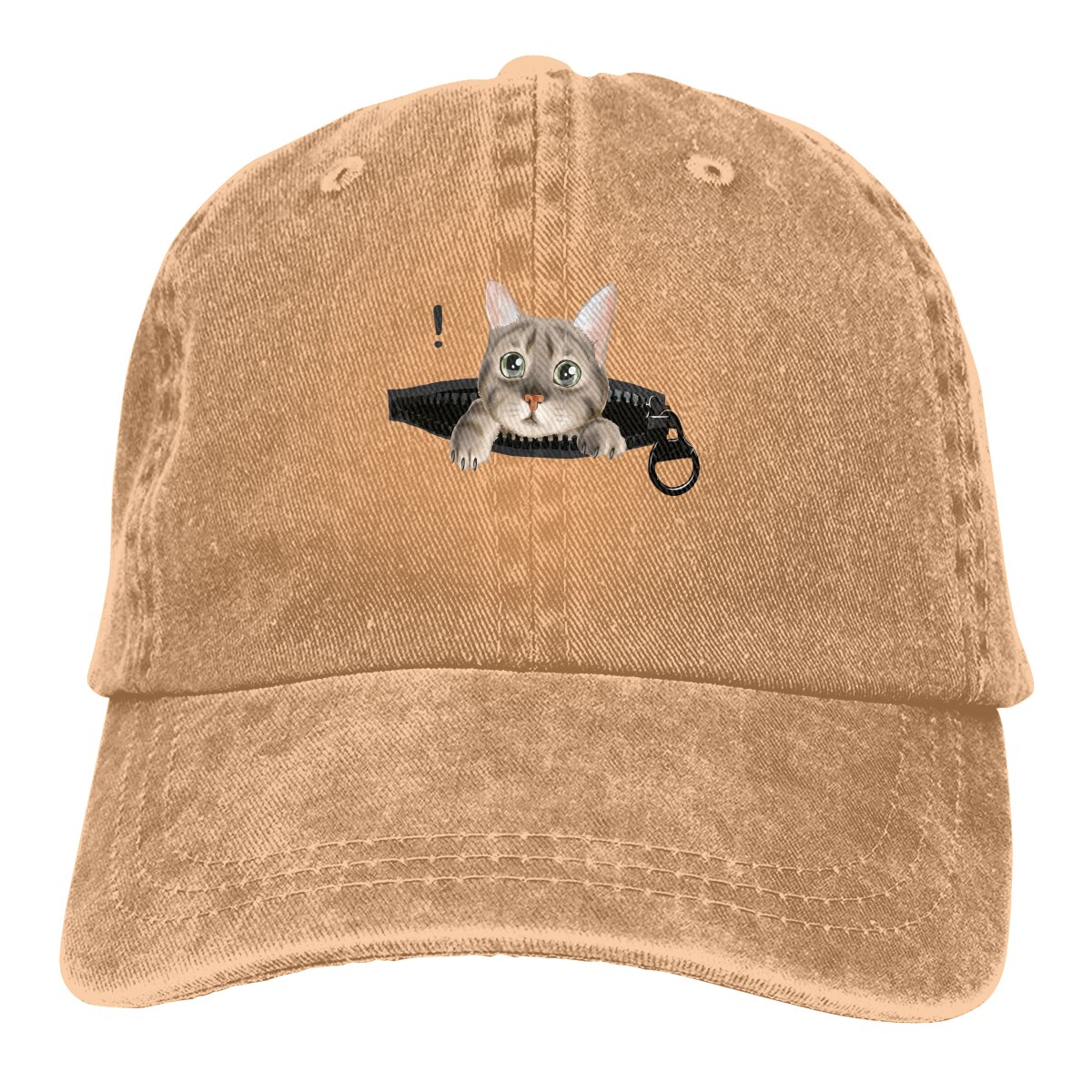 Cute Cat In Zip Pocket Retro Baseball Cap Cowboy Hat Fitted Cap Snapback Hat for Men Women Casual Cap Sun Hat Outdoor Cap: Khaki