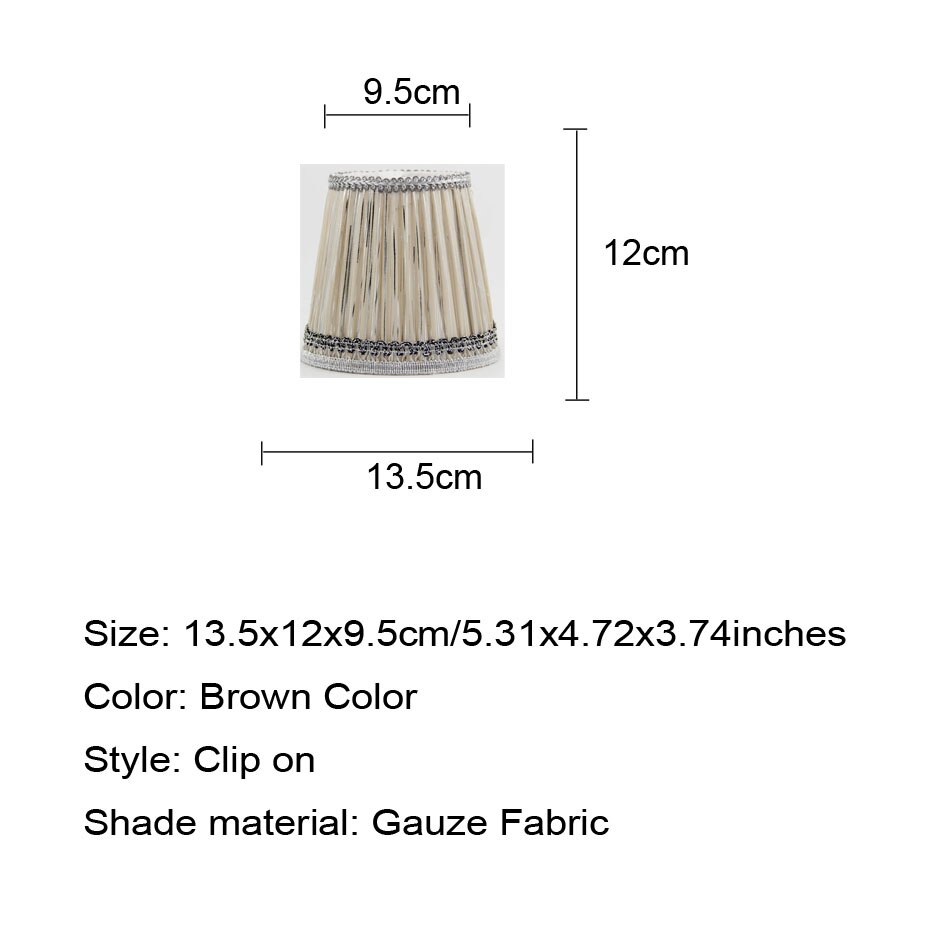 DIA 13.5cm/ 5.31 inch Home Collection chandeliers lamp shades, Brown Color Gauze Fabric wall lamp shades,Clip On