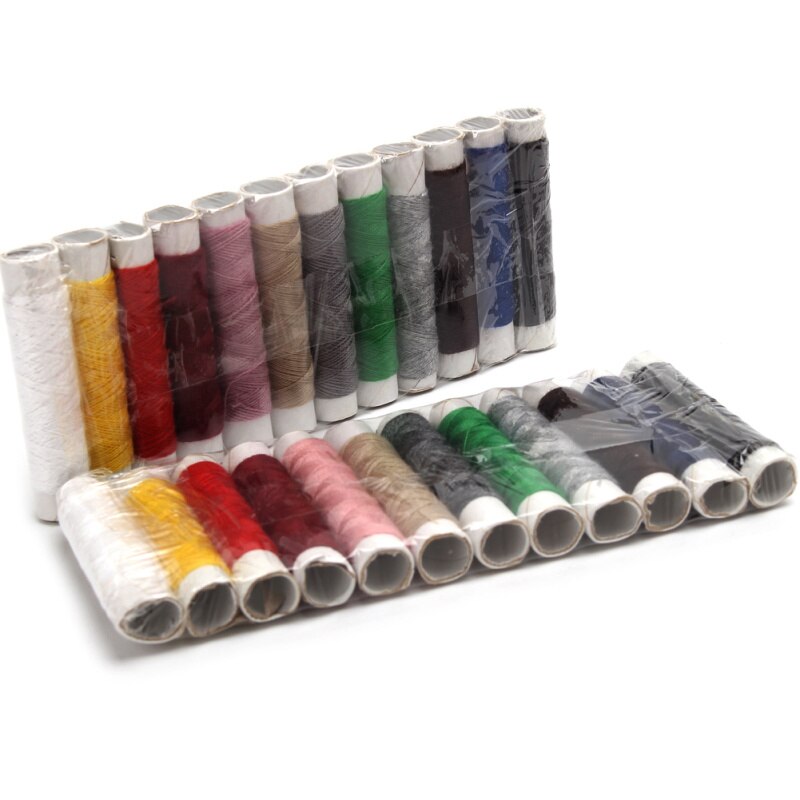 24 carretes/2 juegos 12 colores poliéster duradero hilo de coser máquinas de mano manualidades de costura ropa confección de ropa uso