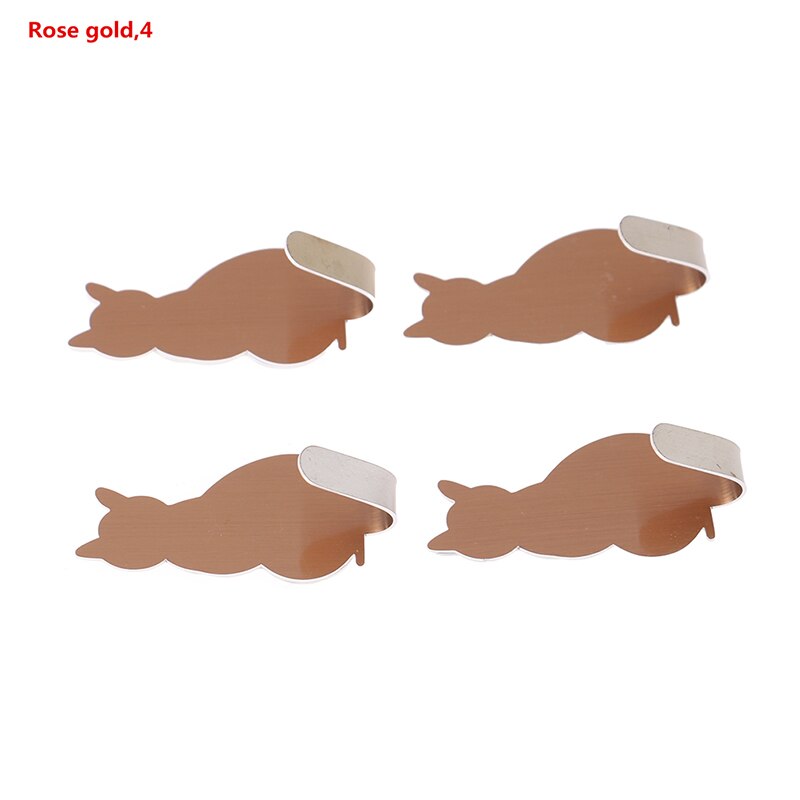 Zelfklevende Haken Kat Patroon Opslag Houder Voor Badkamer Keuken Hanger Stick Op Wall Opknoping Deur Kleren Handdoekhouders: Rose Gold 4