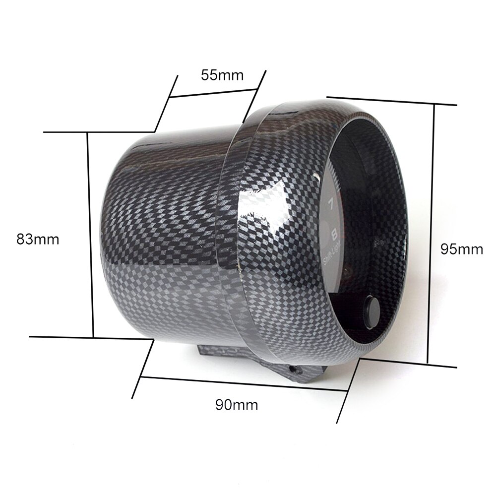 Tacómetro Universal para coche de gasolina, 12V, 3,75 ", 0-8000RPM, piezas de repuesto profesionales para coche, medidor de carcasa de fibra de carbono, luz de cambio ajustable