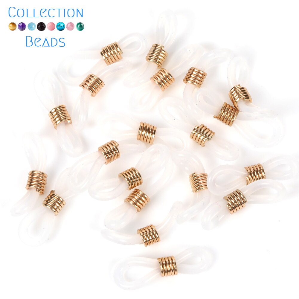 20 Stuks Oorhaak Glazen Ketting Rubberen Ring Bril Keten Bril Retainer Uiteinden Touw Zonnebril Koord Houder Riem Retainer End: GRIJS