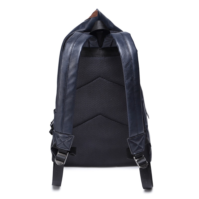 Men Backpack PU Leather Backpack Male Laptop Backpack Leather Bag Black Teenager School Mochila Travel Backpack