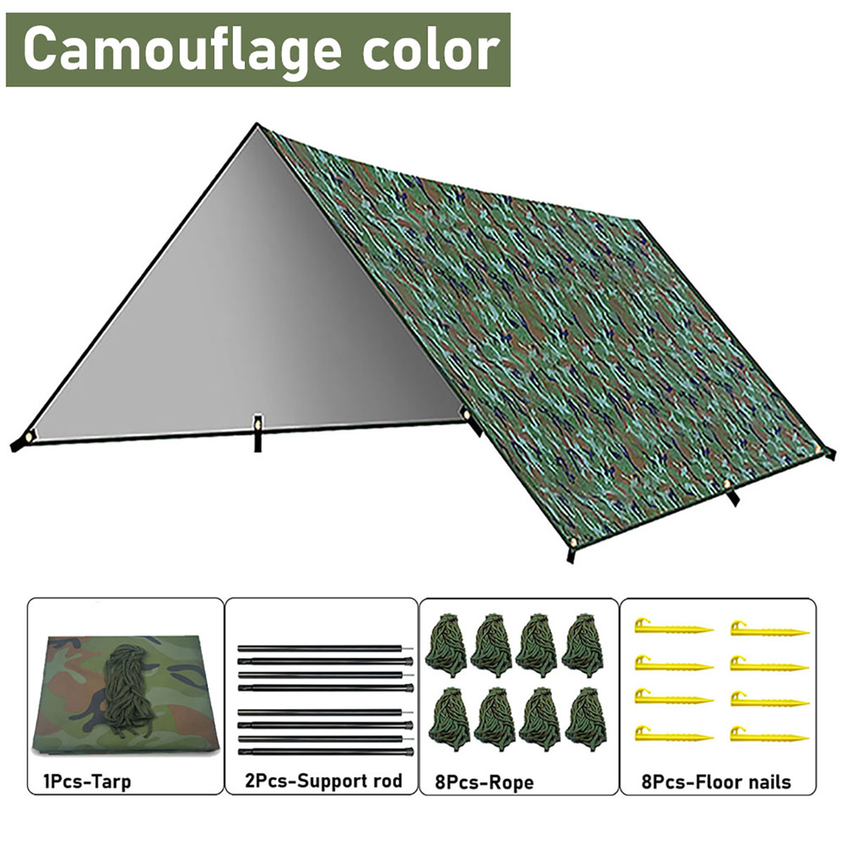 Camping tent, portable hammock tarp, upgraded polyester 3000mm awning, includes tent stakes and carrying bag, easy to set up: 3*5M / Burgundy