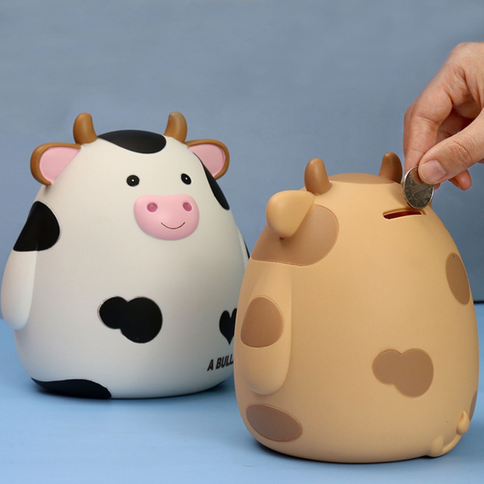 Simpatico cartone animato per bambini mucca salvadanaio silicone giocattolo educativo antigoccia regalo di compleanno per bambini modello animale salvadanaio