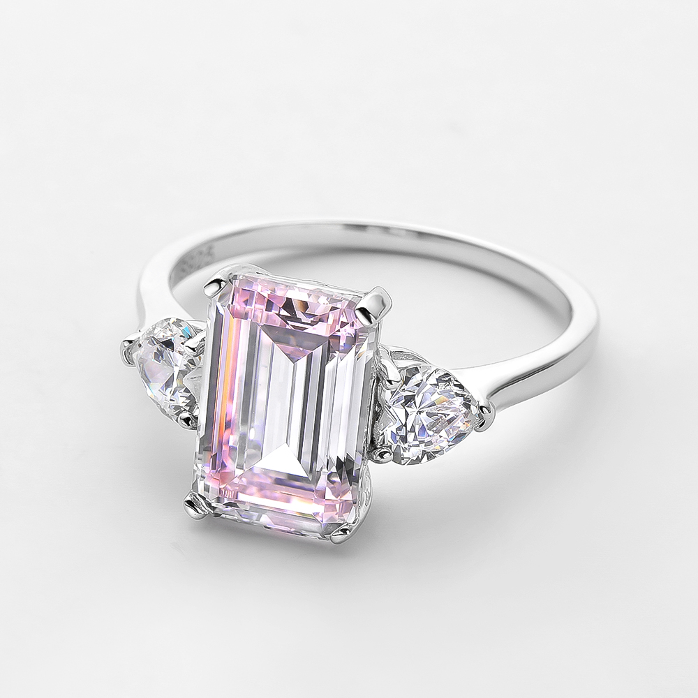 OEVAS, anillos de boda de circón brillante con diamantes de alto carbono de 7 quilates para mujer, joyería de de 100% Plata de Ley 925 de