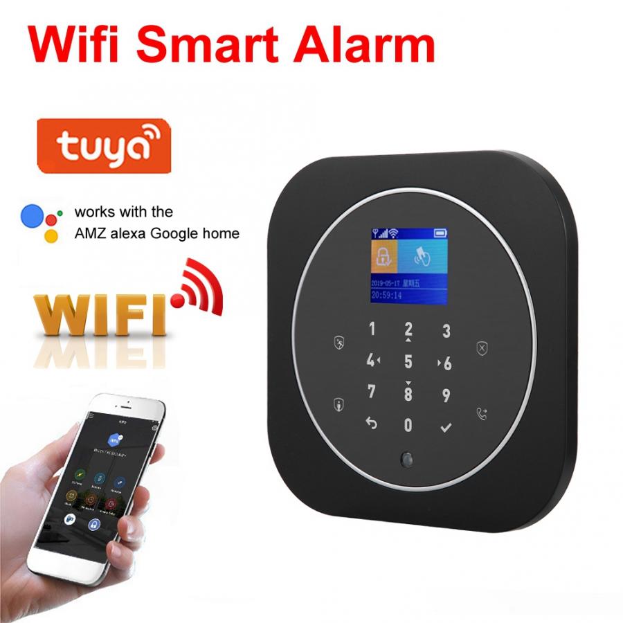 Alarm System Kits 1.8in TFT WIFI GSM Wireless Home Security Alarm APP Remote Control for Google Home 100-240V