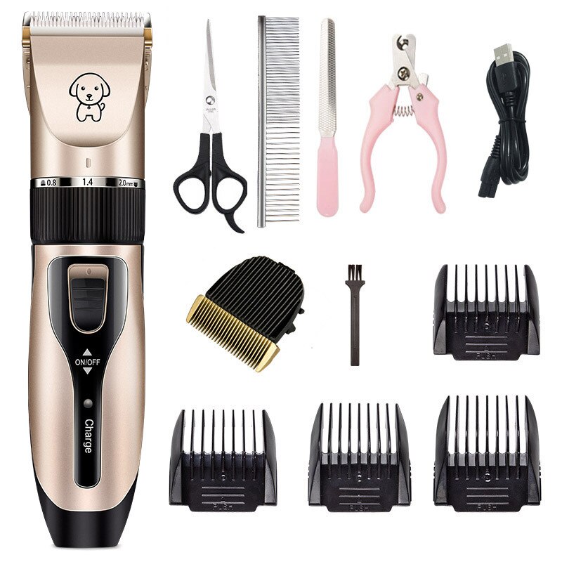 Hond Clippers Elektrische Huisdier Katten Tondeuse Dieren Grooming Haircut Cutter Scheerapparaat Trimmer Set Professionele Oplaadbare: No.4 sets