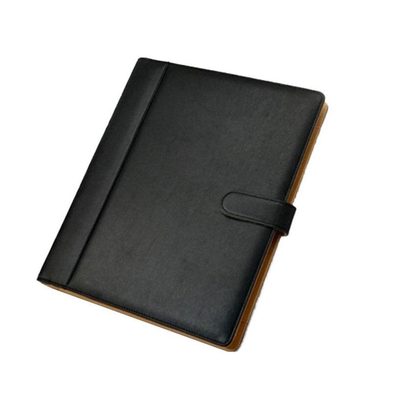A4 PU Multi-Function Folder Ring Binder Display Notebook Folders With Calculator 8 Packets File Folder Document Bag Organizer: Black