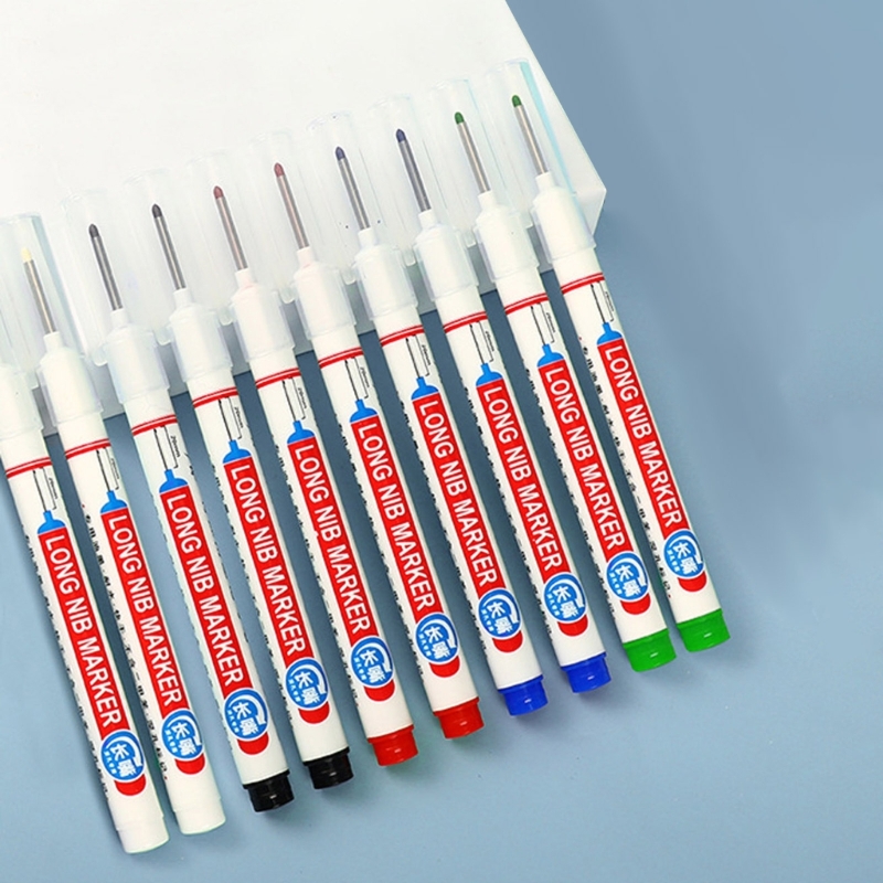 12 pennarelli per carpentiere a base olio con punta lunga, pennarelli con profondo da 20 mm