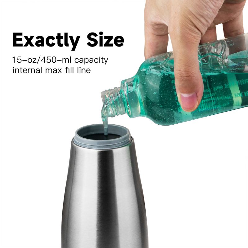 AIKE Stainless Steel Manual Soap Dispenser Pumps Liquid Soap Dispenser For Kitchen Dish Cleaning 450ML Hand Soap Dispenser