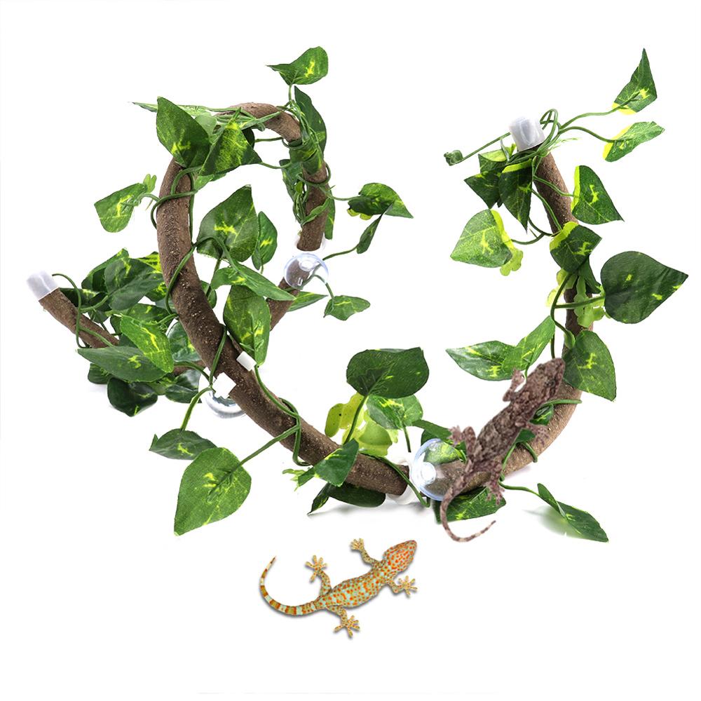 1Pc Vine Artificial Flocking Moss Rockery Aquarium Landscaping Reptile Climbing Branch Flexible Jungle 3.28ft Rattan
