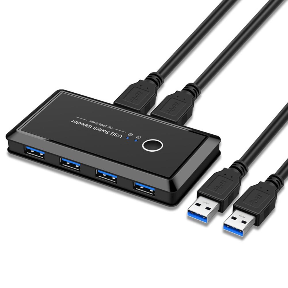 USB KVM Switch Box USB 3.0 Switcher 2 Port PCs Sharing 4 Devices for Keyboard Mouse Printer Monitor Switch Selector: Default Title