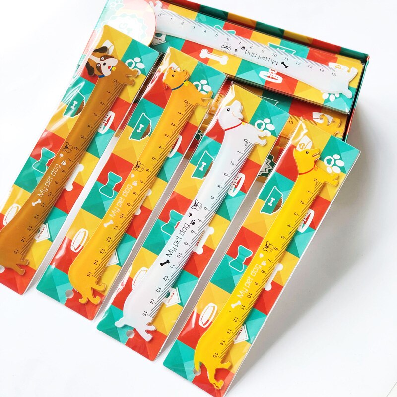 1PC Kawaii Puppy Dog 15CM Plastic Straight Ruler Measure Study Drawing School Stationery