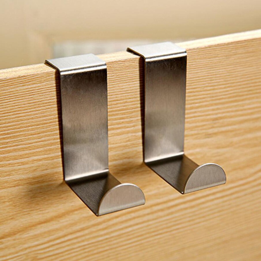 Stainless Steel Door Hook Kitchen Cabinet Clothes Home Storage Hanger Stainless Steel High-Grade Back Door Hook