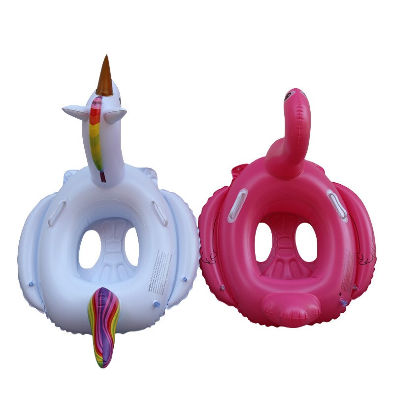 Inflatable Animal Swan Peacock Pink Flamingo Kids Toddler Safe Swimming Ring Children Water Seat Pool Protector Physical