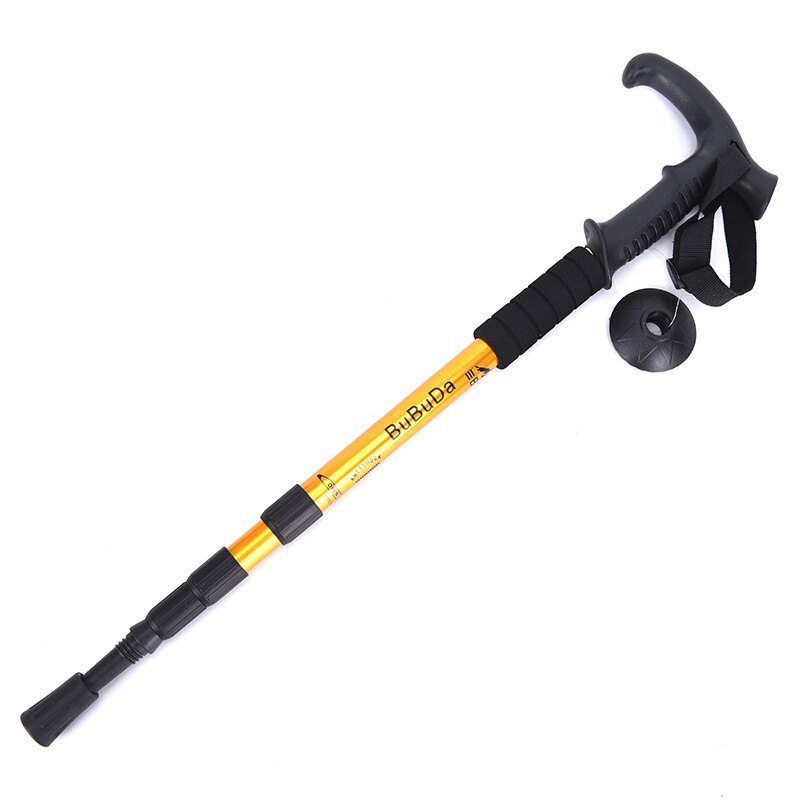 1pc 110cm Anti Shock Nordic Walking Sticks Telescopic Trekking Hiking Poles Ultralight Walking Canes With Rubber Tips Protectors