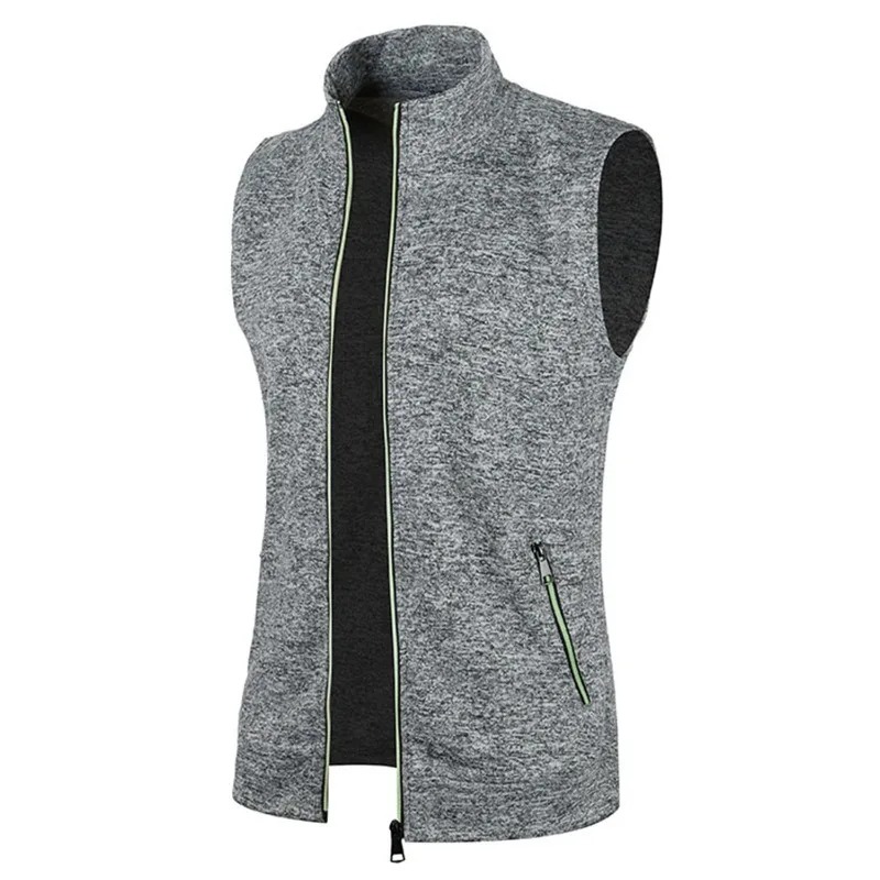 Nuovi cappotti da giacca senza maniche con cerniera da uomo Felpe a collo alto calde da esterno Traspirante Tinta unita Streetwear Canottiere atletiche: XXXL / Blu