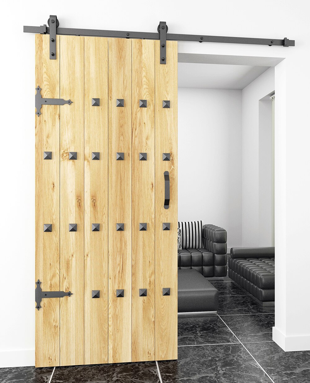 DIYHD sliding barn door decorative hinge hardware barn door slab T False hinge,118X110mm