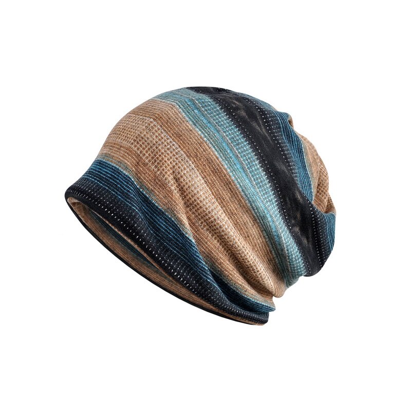 Nuzada menn kvinner skullies luer lue strikket bomullshette dobbeltlags stoff varme luer ensfarget vinterfarge print hatter
