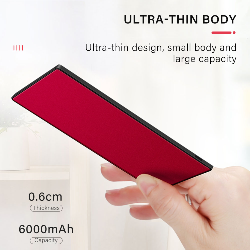 Ultra Dunne 6000Mah Power Bank Draagbare Externe Batterij Opladen Powerbank Voor Iphone 13 12 X Xiaomi Smartphone Kleine Power bank