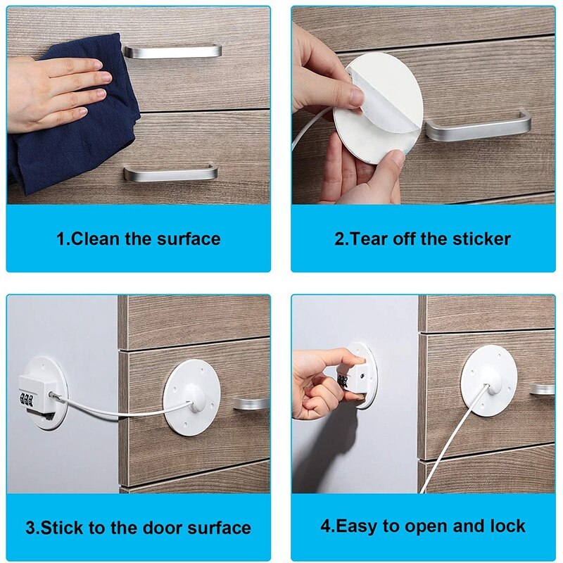 2 Pcs Refrigerator Lock Fridge Lock Freezer Door Lock Adhesive Coded Lock Fridge Safety Lock File Drawer Lock