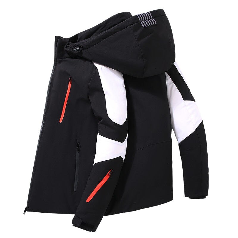 Veste parka en duvet de canard blanc pour homme, manteau épais et à capuche, coupe-vent, manteau de neige: Black / 4XL