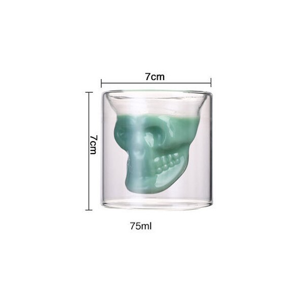 1/4 stk vodka whisky krystal kop kraniet hoved gennemsigtig drinkware dobbeltlag varmebestandigt glas fest bar forsyninger: M -75ml