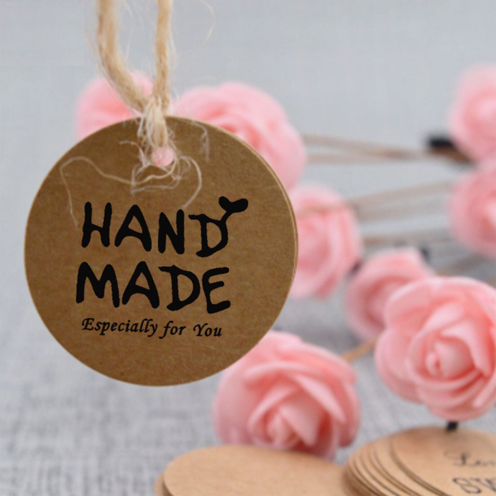 100PCs Kraft Paper Tag Label With Jute Rope Thank You For Celebrating Labels Handmade For Wedding Party Decoration Card