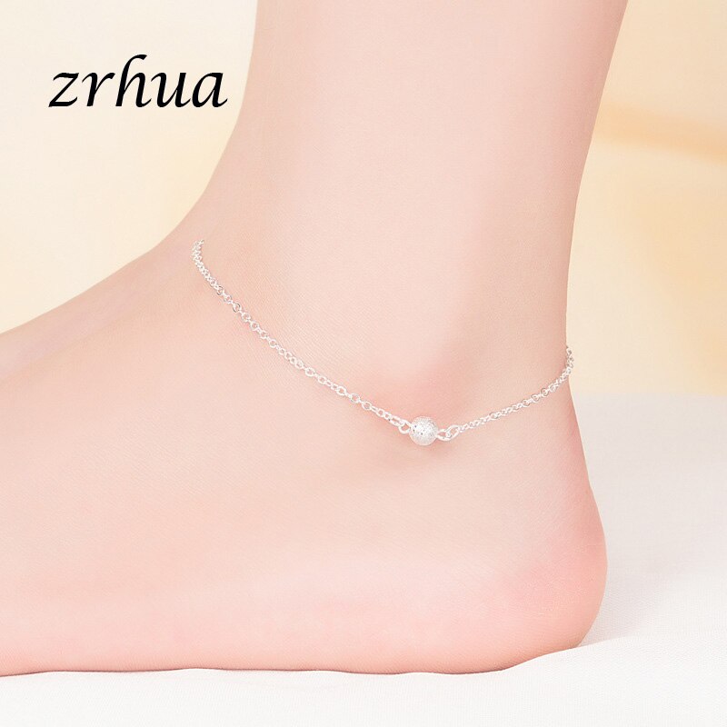 Bohemia Style Bead Pendant Anklets For Women Jewelry 925 Sterling Silver Adjustable Size Hand Chain