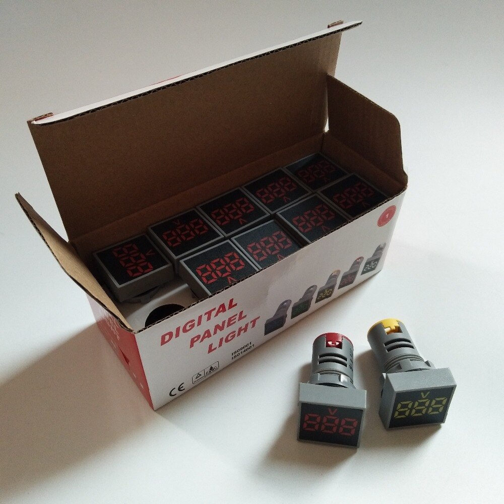 22mm ac 20-500v led diginäyttö punainen vihreä keltainen sininen valkoinen volttimittarin merkkivalo 2 in 1 paneeli pyöreä polit lamps testeri