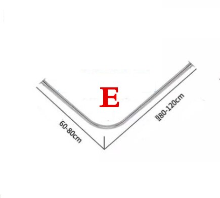 6 Size U/L-Shaped Shower Curtain Rod Retractable Curved 201 Stainless Steel Rail Rod No Punching Bathroom Curtain Mounting Rod: E