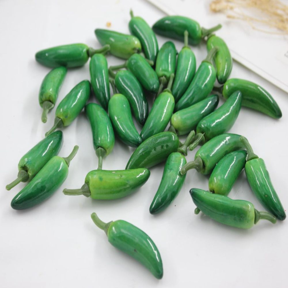 Simulation plastique artificielle de piment, 10 pièces, plantes de Corsage, fruits et légumes pour la décoration de la maison du nouvel an: green