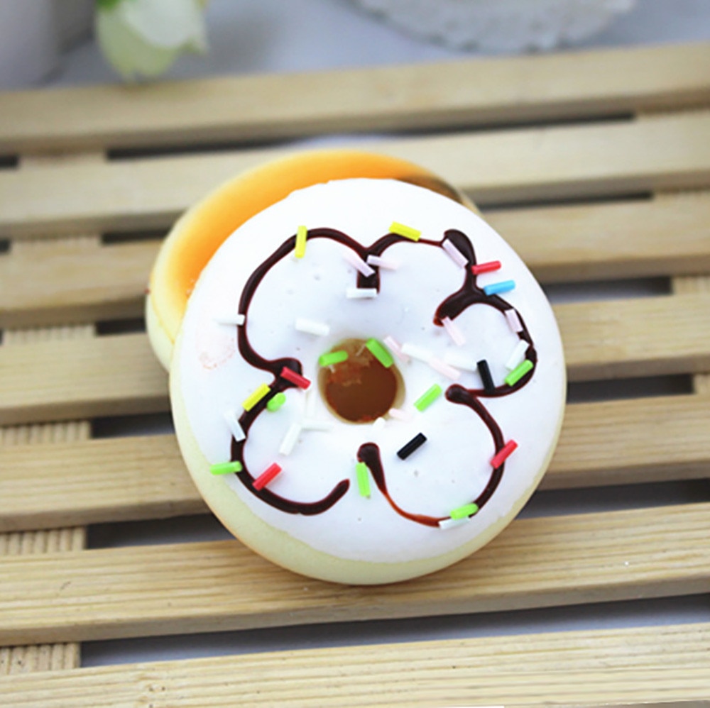 Simulation Cute Donut Squishy Squeeze kawaii Toy Stress Reliever Soft Colourful Doughnut Scented Slow Rising Toys L1227