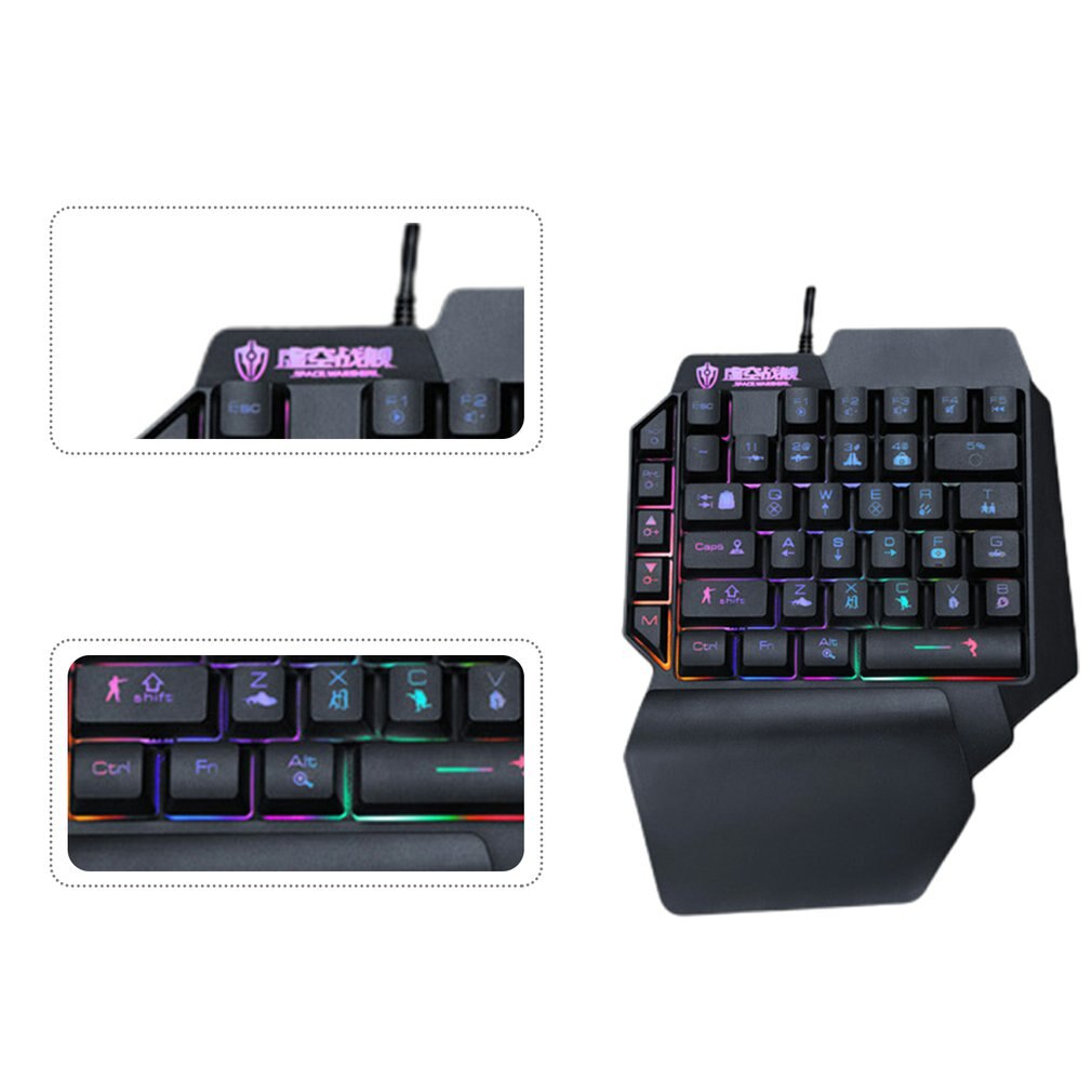 Een Hand 35-Key Mechanische Gaming Toetsenbord Rgb Backlit Draagbare Mini Gaming Keyboard Game Controller Voor Pc PS4 xbox Gamer